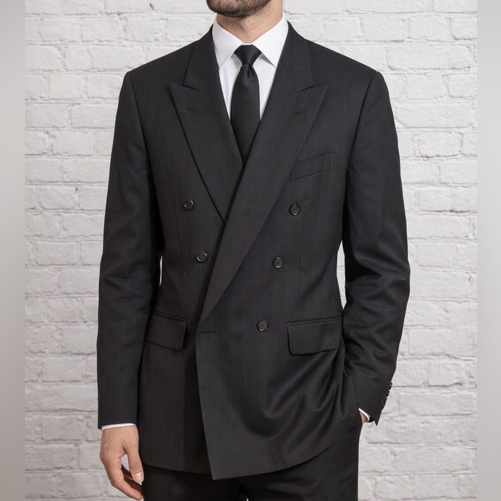 Christian Dior Monsieur Double-Breasted Dark Charcoal Pinstripe Blazer